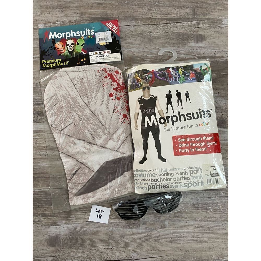 Morphsuits Crime Scene Investigator Halloween Costume Mask Size XL Lot 18